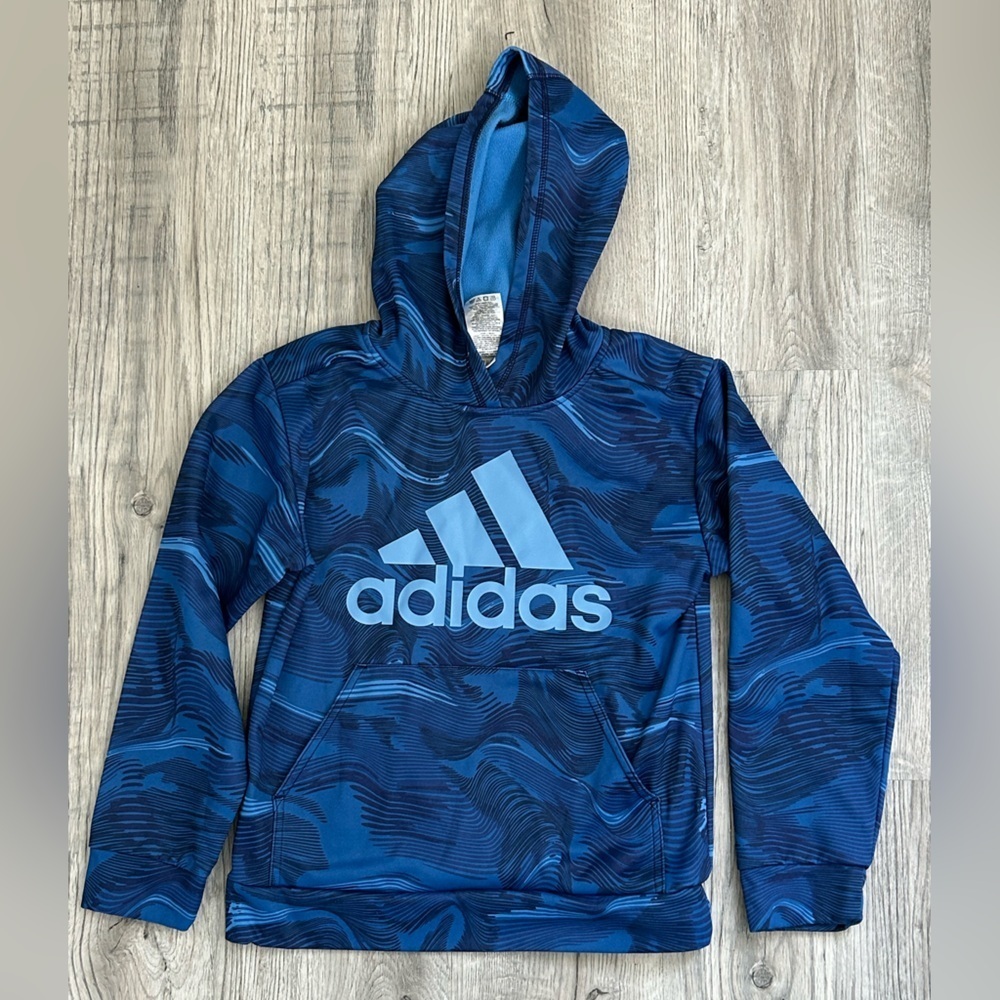 Adidas Navy Swirl Hoodie Sz M 10/12